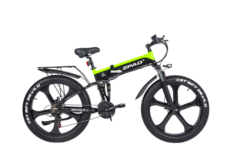 26 inch Disc Brake Folding Frame Fat Ebike with 48V 1000W Motor and 12.8AH Hidden Battery