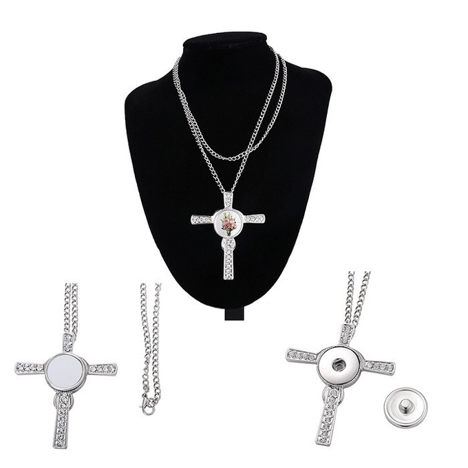 Sublimation Cross Necklace Pendant With Cubic Zirconia Sublimation Gift Blanks
