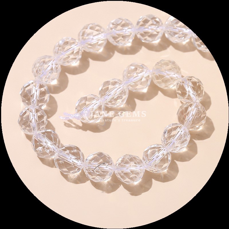 Gemstone Round Shape Beads Rose Quartz Clear Quartz Round Faceted Loose Beads for Elegant Jewelry Collections