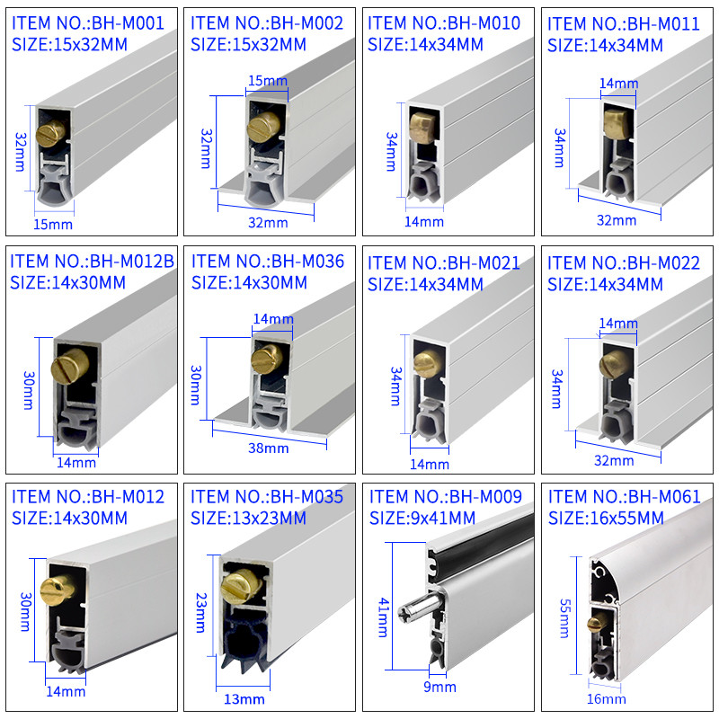 Automatic Drop Down Acoustic Door Bottom Seal Reduce Friction Fully Cover Rubber Strips