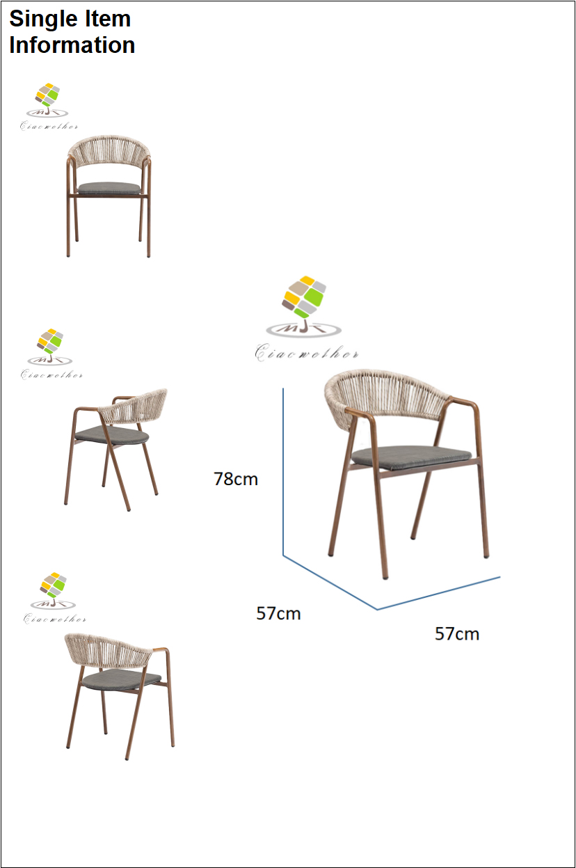 Outdoor Home Office Furniture High Back Aluminium Metal Patio Rattan Garden Chairs Set for General in Outdoor Furniture