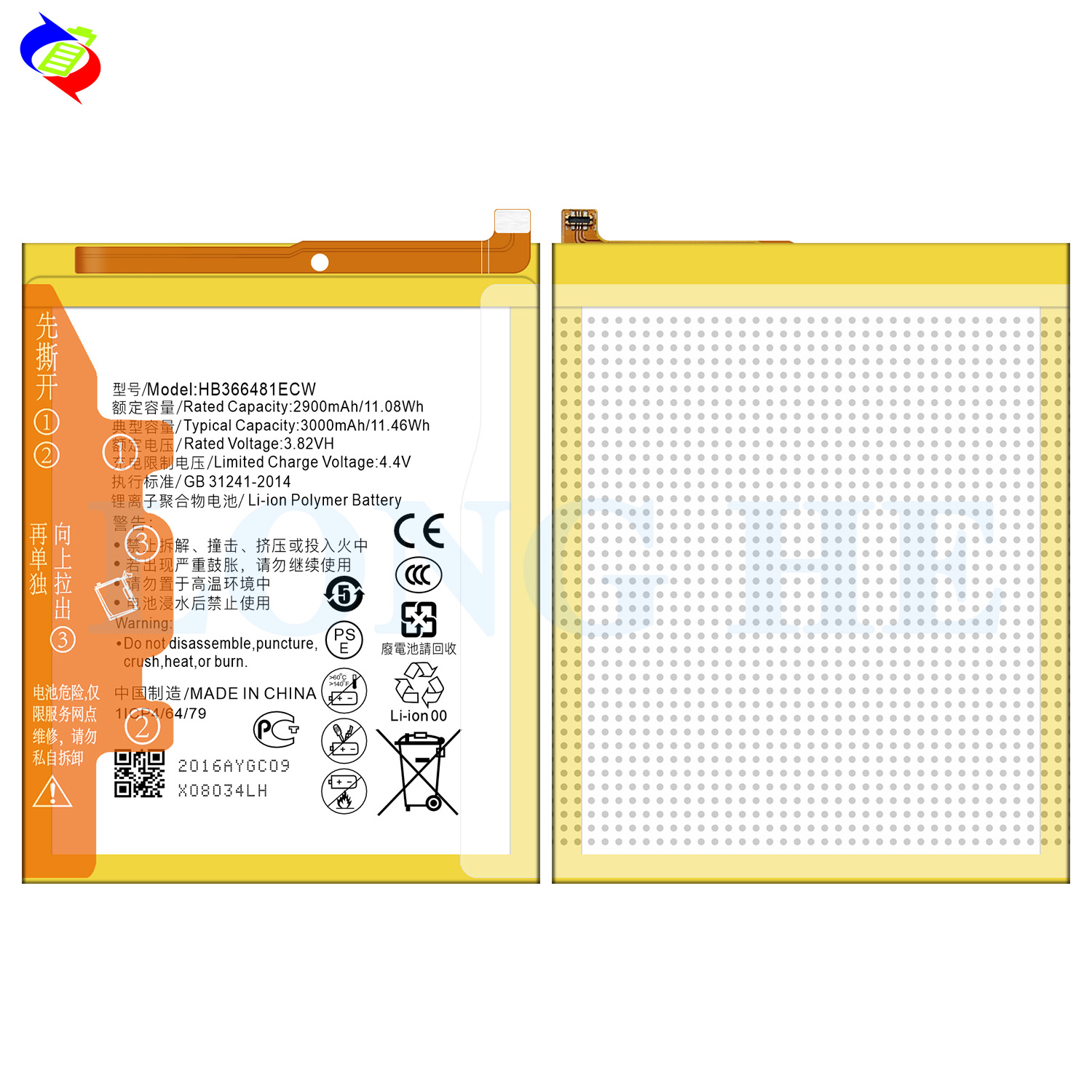 Original Replacement Battery HB366481ECW for P20lite Huawei P9Llite Y6 2018 Y7 2018 3000mAh 3.82V