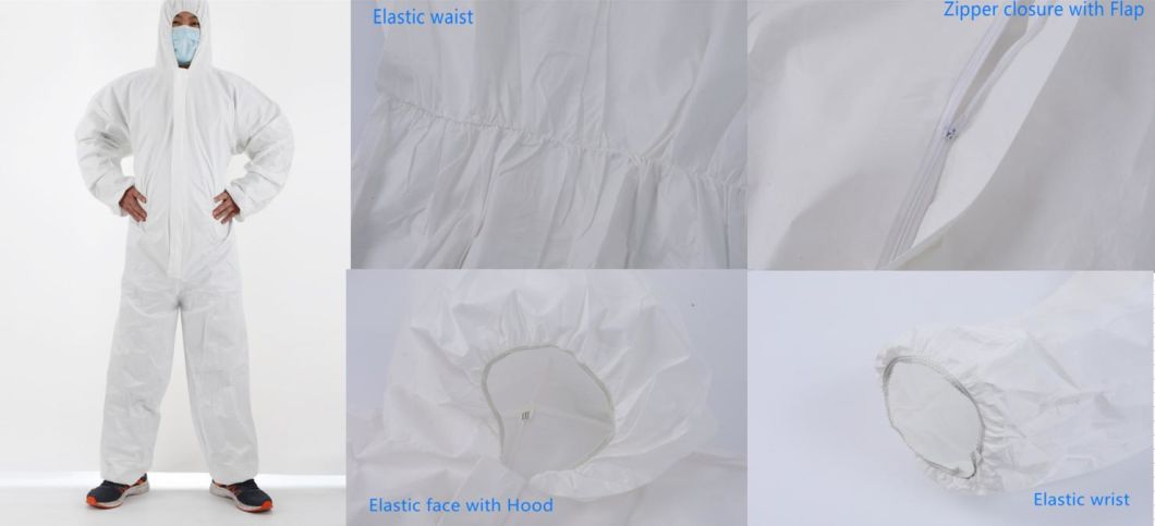 Industrial Safety PPE Protective Clothing Disposable Microporous Coveralls with Bootscover