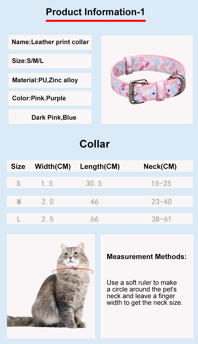 Pu Leather Personalized Dog Collars Custom Printed Charms Designer Dog Collars