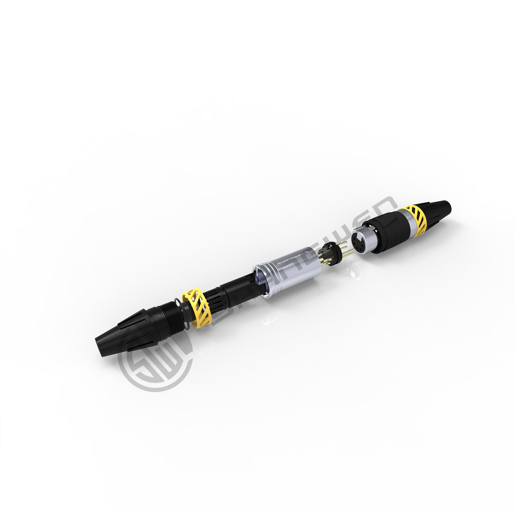 7.5A XLR Connector 5 Pin Waterproof IP65 Silver Male Plug For Audio