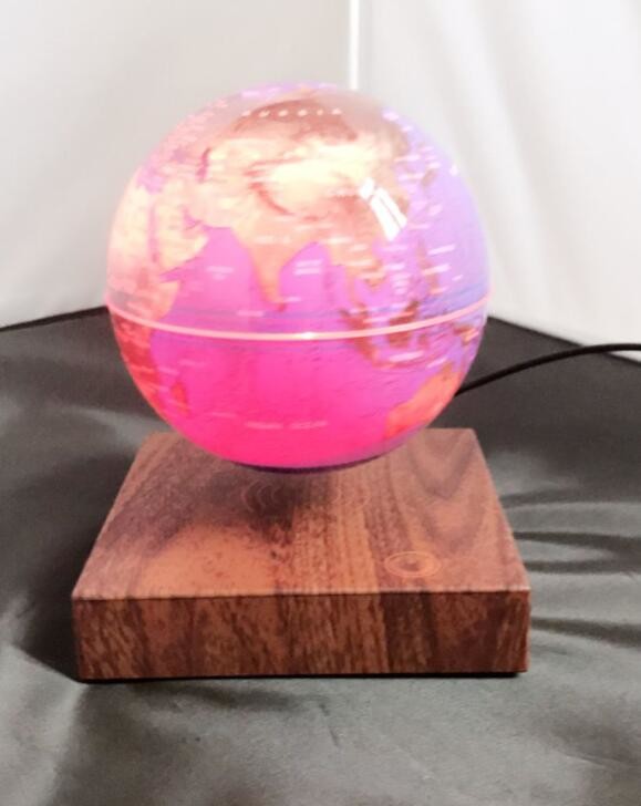 wooden base magnetic floating levitate 6inch globe lighting change colorful