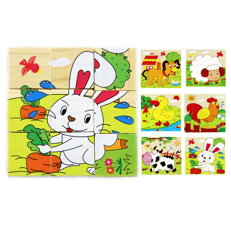 3.5cm Fruit Wooden Blocks Toys Animal Puzzle Blocks For Kids