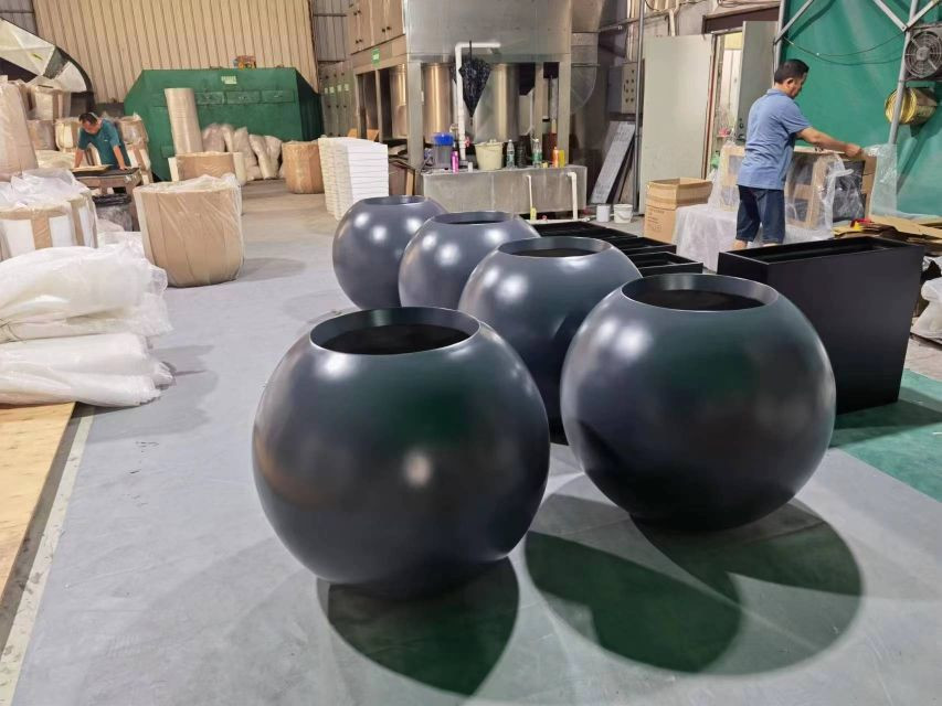 Fiberglass Planter Box Round Shape With Matte Or Shiny Finished