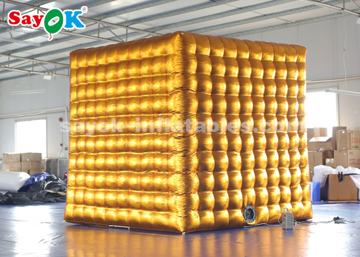 Event Booth Displays 2.5M Golden Inflatable LED Air Photo Booth With Colored Lights SGS ROHS