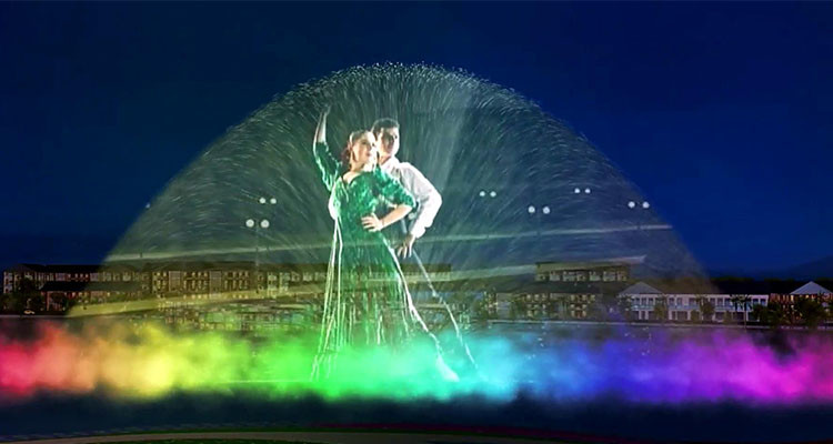 3d Image Water Screen Fountain Construction / Water Curtain Movie Show Self Designed