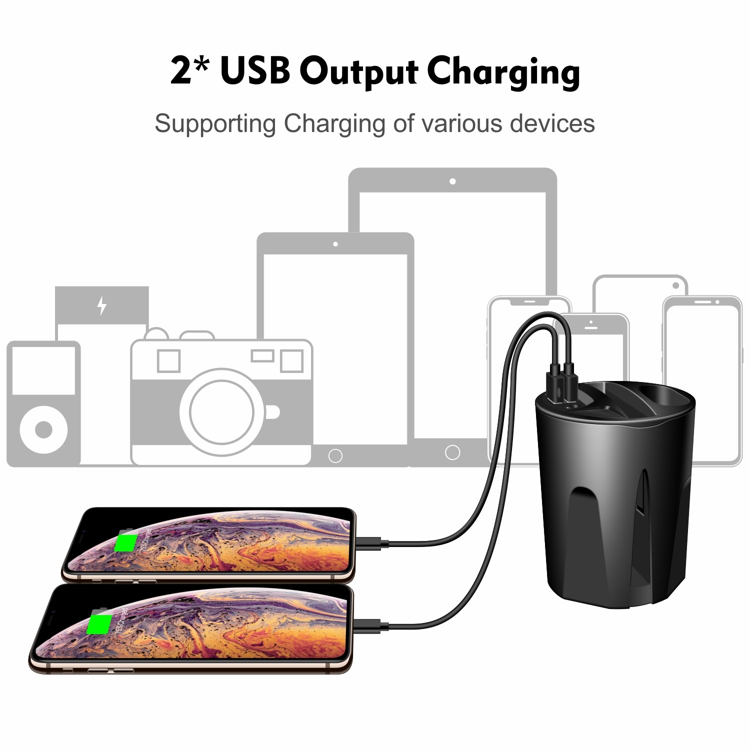 10W Car Wireless Charging with Power Protection and 5V/2A Output