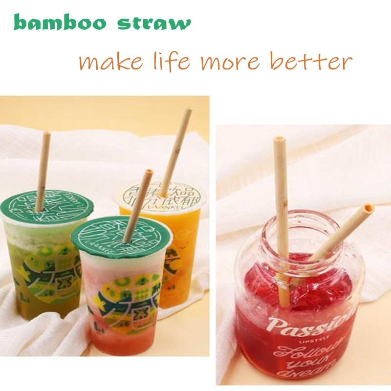 100% Natural Disposable Bamboo Straws Green Degradable For Drinks Laser Label Logo