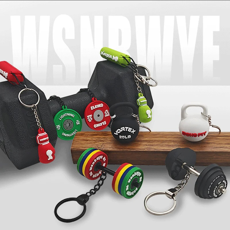 Rubber Soft PVC Keychain Gym Key Chain Workout Gift WeightLifter Fitness Keychain