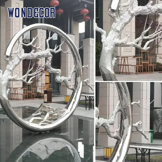 Modern Metal Art Decoration Casting Stainless Steel Tree Ring Stainless Steel Sculpture