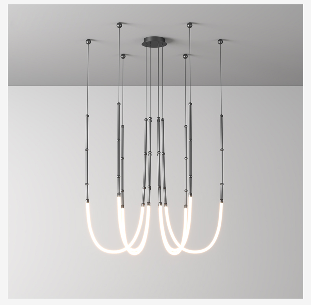 Retro Stainless Steel chandelier Minimalism Designer Living Room linear chandelier(WH-MI-392)