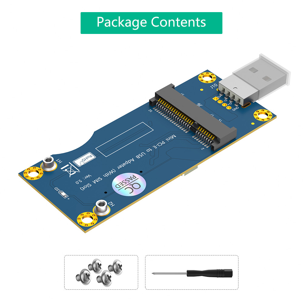 Mini PCI-E PCIe 52Pin to USB 2.0 Wireless Module Adapter Riser Card with SIM Slot VER 5.0 For 3G 4G WWAN LTE GSM Modem