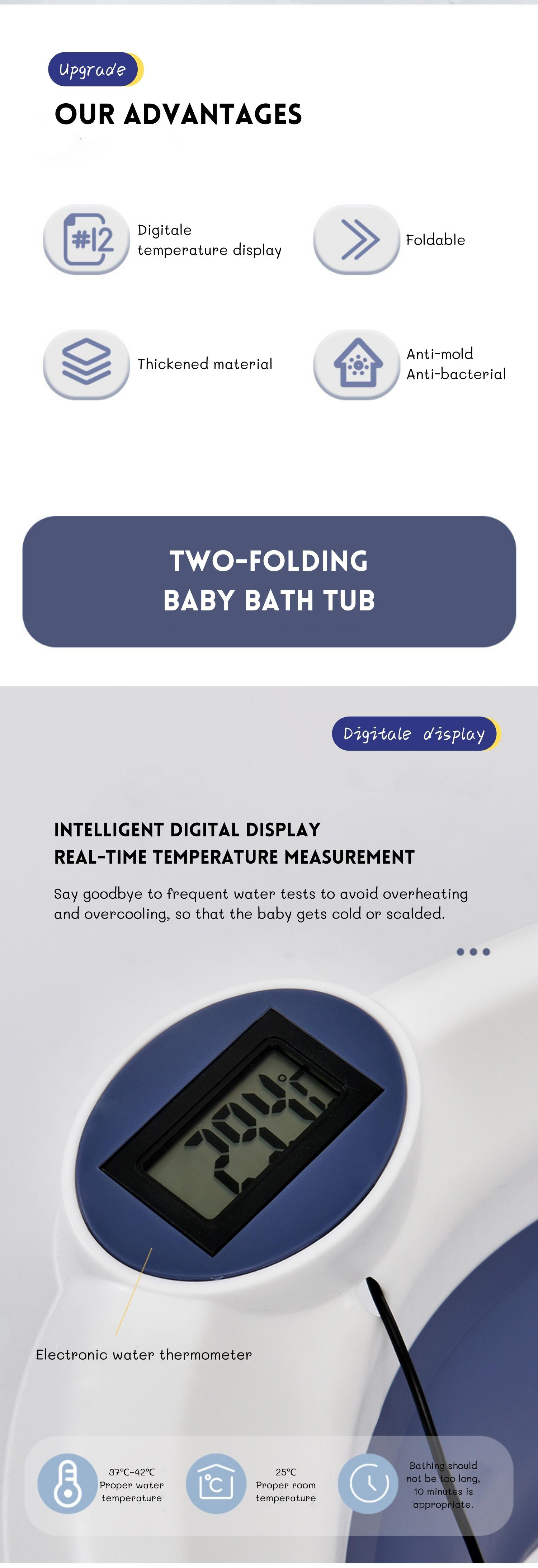 Anti Mold Newborn Baby Bathtub Set Collapsible Bath Tubs 60.5*43*20.5cm