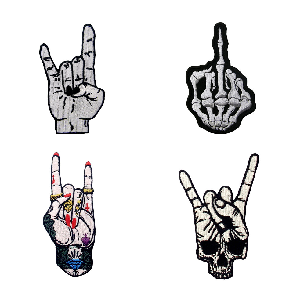 Washable Finger Ghost 100% Embroidery Motorcycle Vest Patches