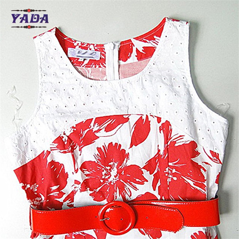 Ladies slim style sleeveless floral casual dresses women elegant designs fat ladies lady dress made in China