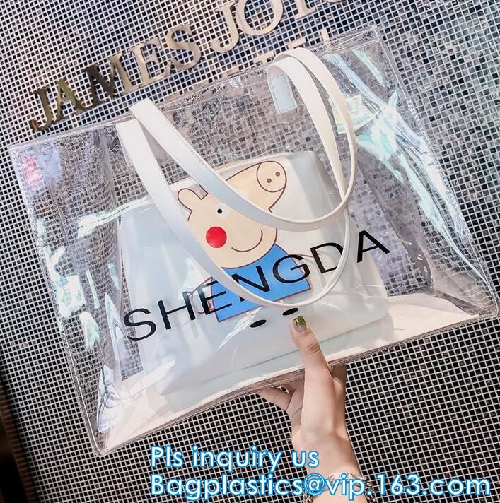 Fashion Women handbag Transparent PVC Clear Beach single shoulder bag,woman handbag, PVC handbag ladies women tote bag