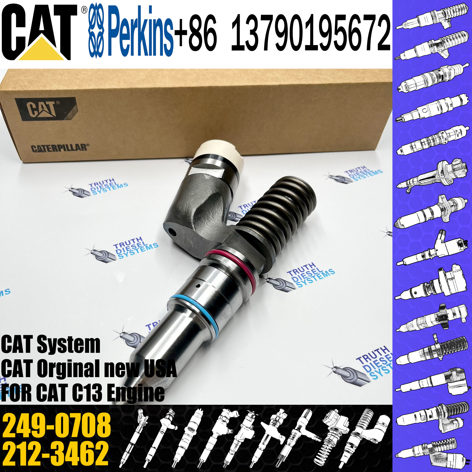 Common Rail Diesel fuel Injector 10R2977 10R-2977 2490708 249-0708 for caterpillar cat c13