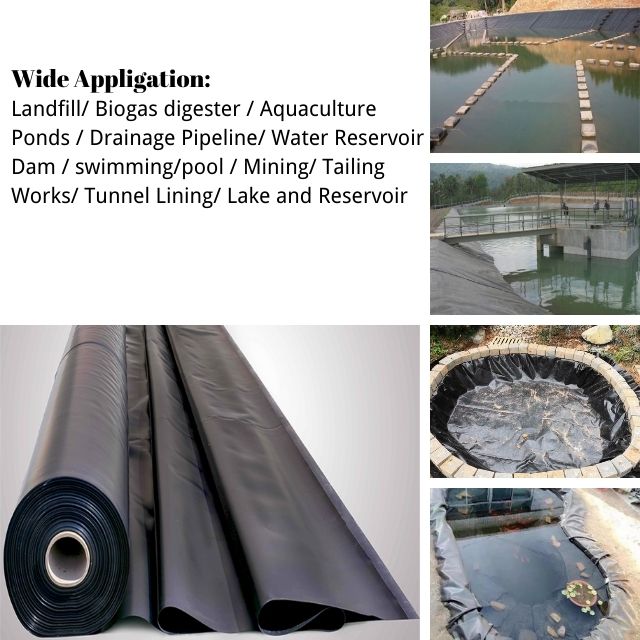 1mm 0.3mm HDPE LLDPE Geomembrane Pond Liner for Garden Pool Fish Farm Easy to Install