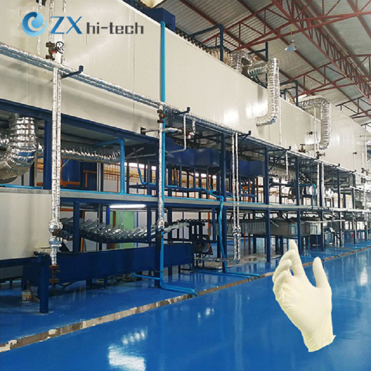 PLC Controlled Rubber Production Line For Medical Latex Blue Gloves
