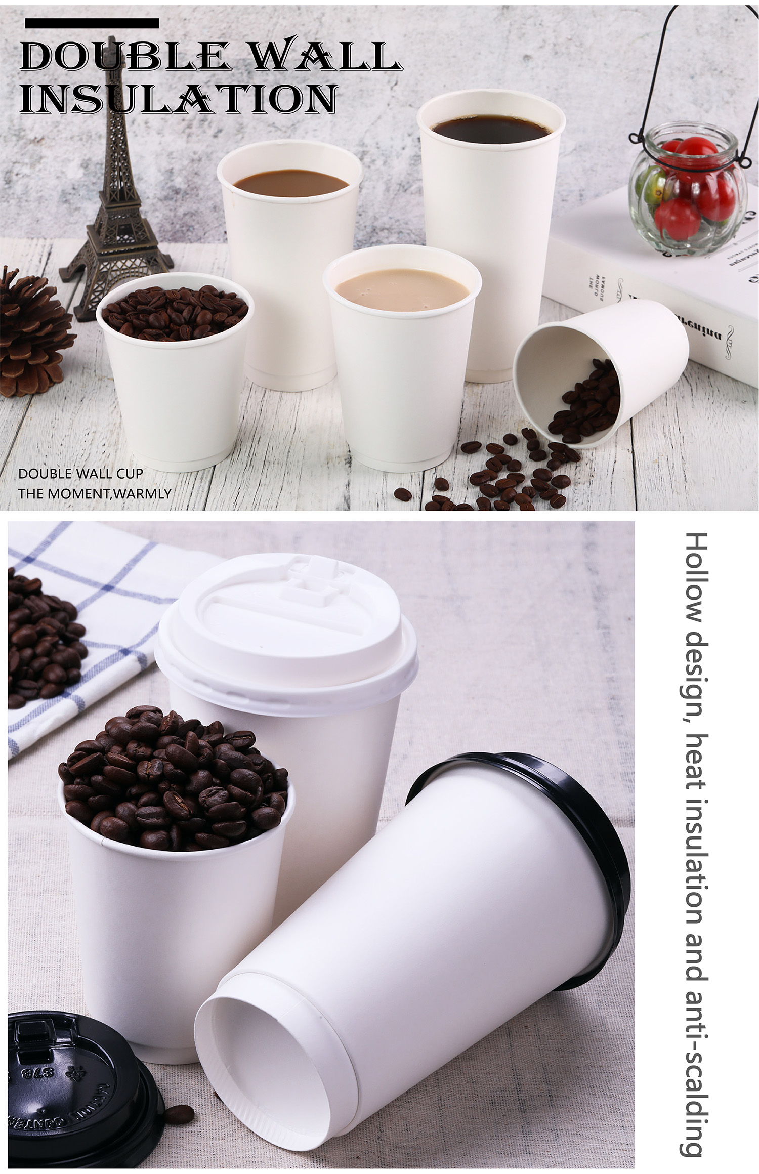Paper 16oz Disposable Cups For Hot Drinks With Ps Lid