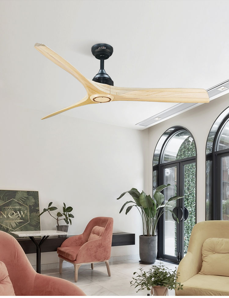 Wooden Blade Ceiling Fan with Remote Class A Energy Efficiency and Modern Design