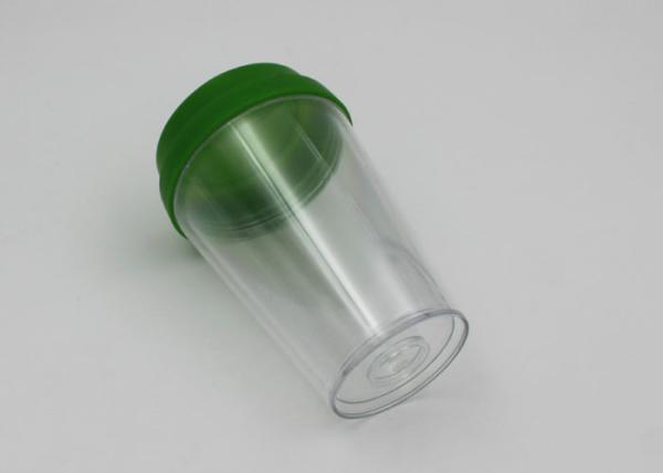 Reusable Double Wall Clear Plastic Coffee Cups With Lids / Plastic Travel Coffee