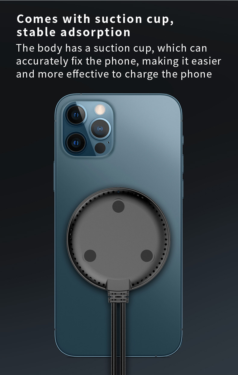 Portable Suction Cup Mini Wireless Charger Pad For Iphone 11 12 Pro Max