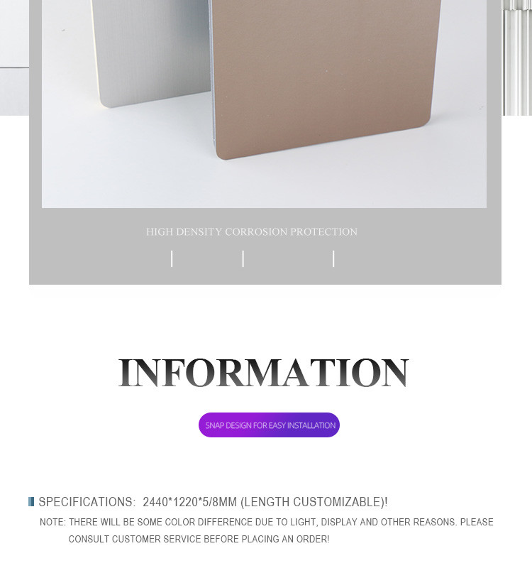 Interior Decoration Waterproof Metal Bamboo Charcoal Fibre Board Customizable