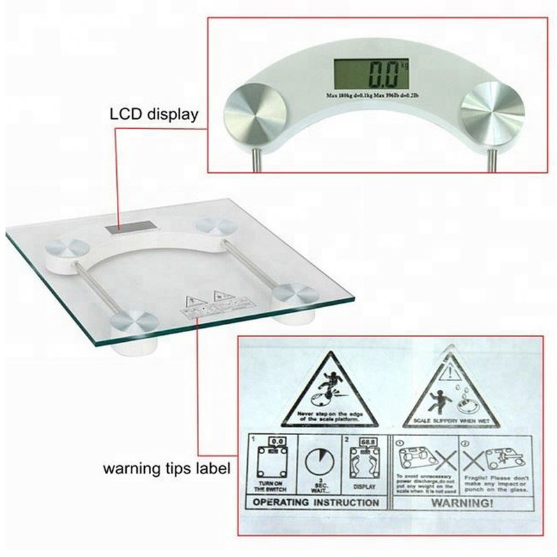 180kg Digital Body Weight Scale OEM Tempered Glass Bathroom Scale
