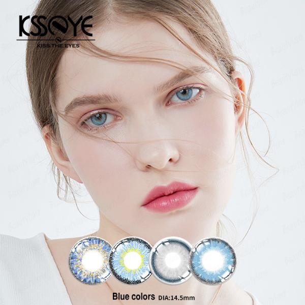 ODM Natural Looking colored 3Tone Blue Eye Contact Lenses Non Prescription