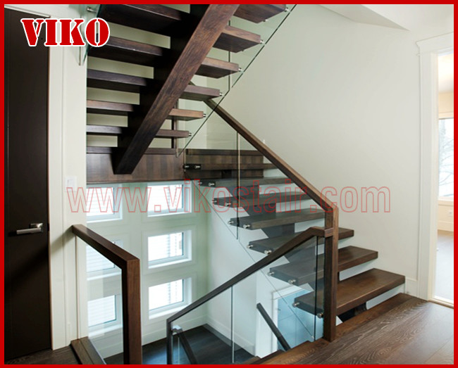 Straight Stringer Staircase VK07S Tempered Glass, 304 Stainless steel glass stainoff,stainless steel handrail