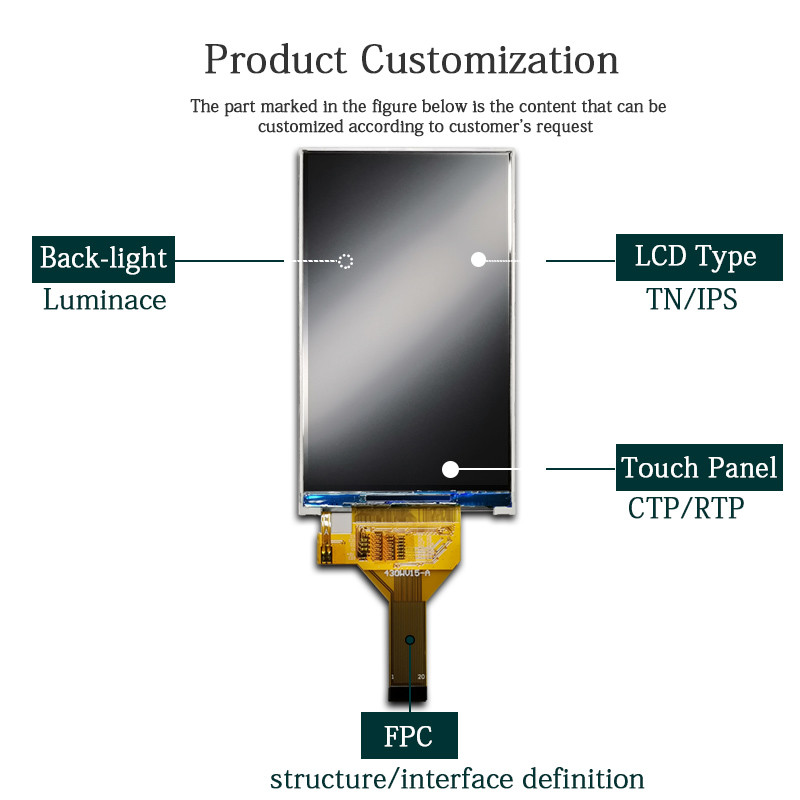 4.3" Mipi TFT LCD Module 350cd/m2 480*800 ISO9001 Lcd Panel Ips