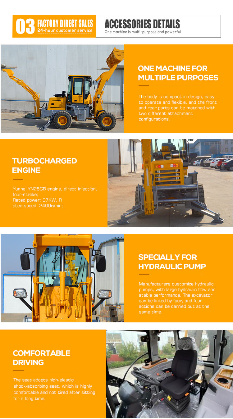 Diesel CE Epa Engine Mini Retroexcavadora Farm Backhoe Excavator Loader 4x4 Backhoe
