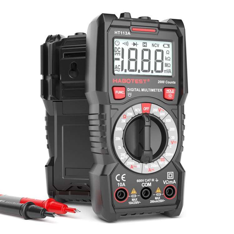AC DC Multimeter 600V Resistance 2000 Counts Battery Test Multimeter With Flashlight