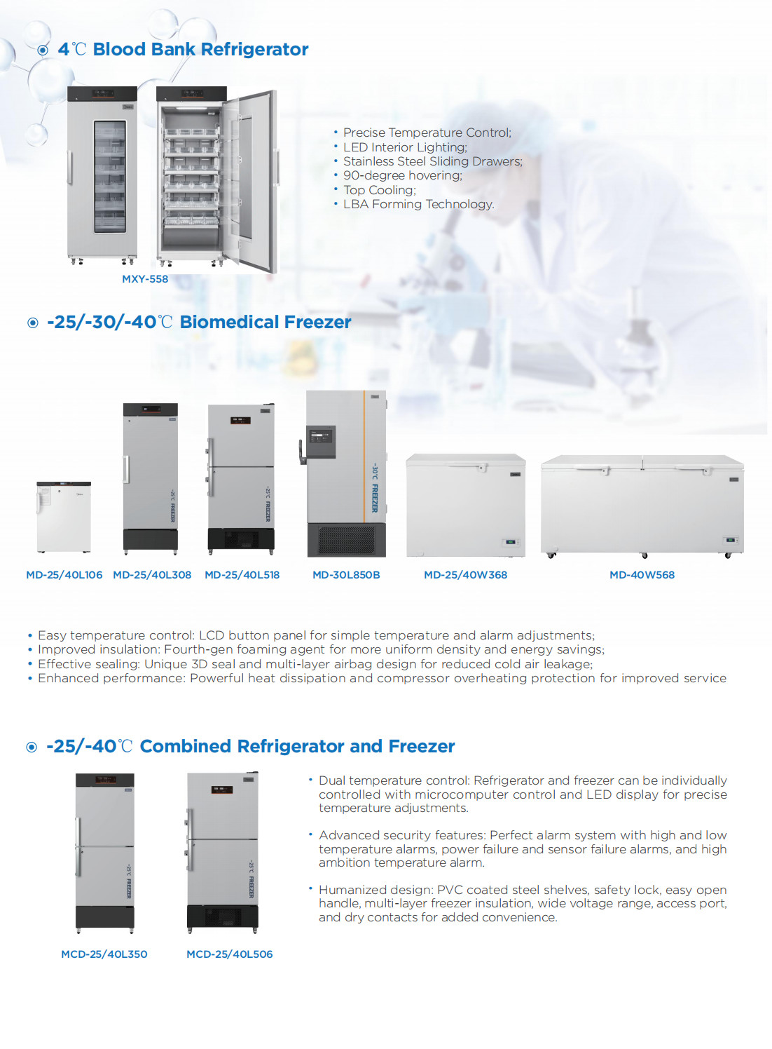 MXY-558 Biomedical Large Capacty Blood Bank Refrigerator with High Quality Stainless Steel