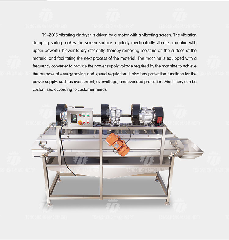 380V 4.25KW Fruit and vegetable air drying machine large vibrating air drying machine stainless steel vibration air dryi