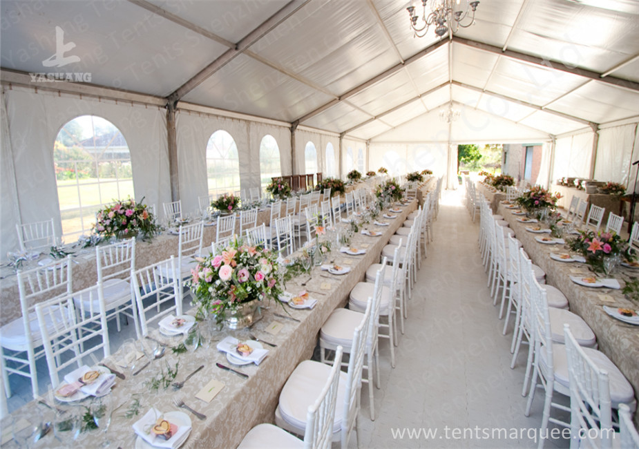 Outdoor Aluminum Framed Water proof Fixable Party Tents, white soft pvc cover