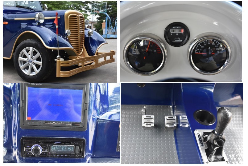 11 Seater Electric Vintage Sightseeing Car With 7.5KW Traction Performance Motor