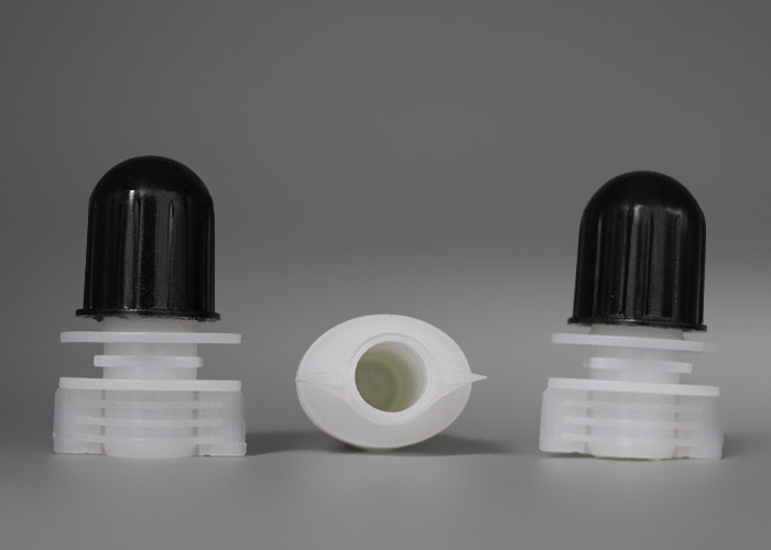 Customized 1mm Thickness Gray Or Black Plastic Spout Caps / Screw On Pour Spouts