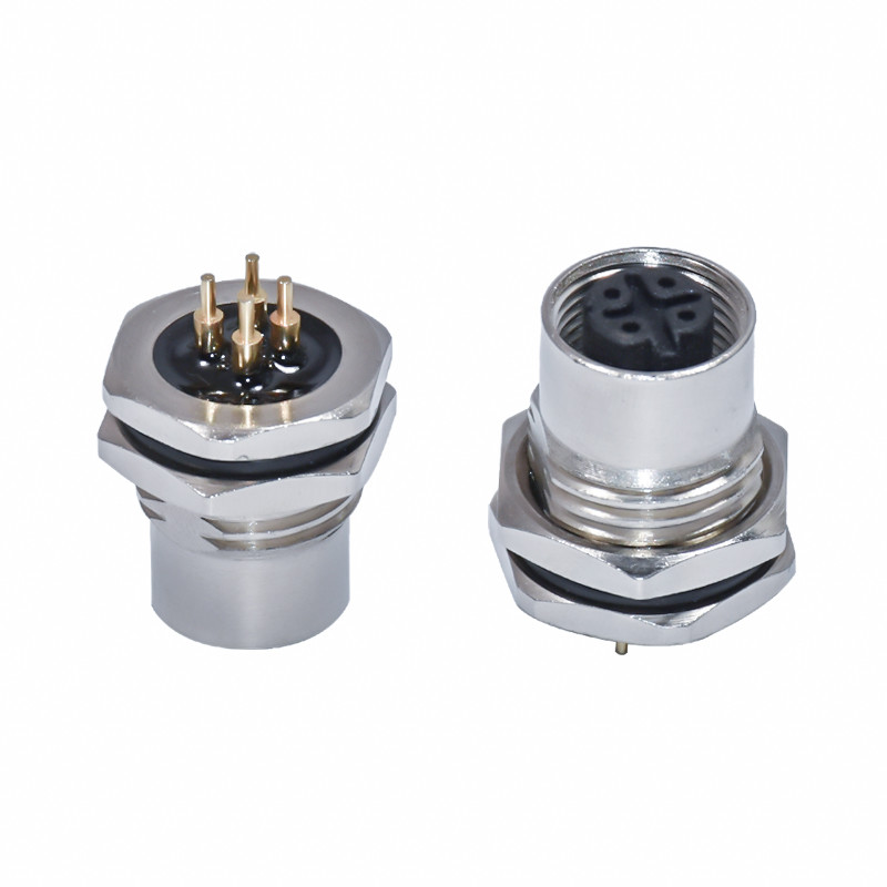 M12 4 Pin Connector D Coded Femle Panel Mount D Code 4A 250V Waterproof Connector