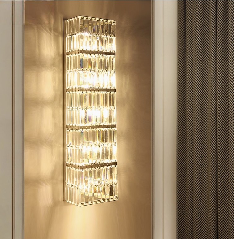 Crystal long wall lamp hotel lobby club hall large long wall lamp villa sales office banquet hall high wall lamp