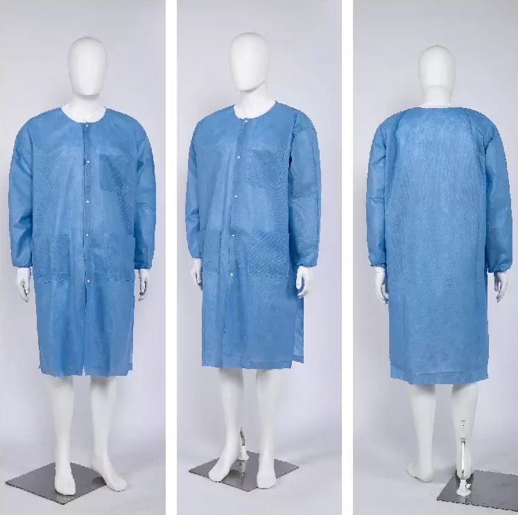 Wholesale disposable doctor coats sms/spunlace/pp material stretchable hospital uniform men and women medical lab coats
