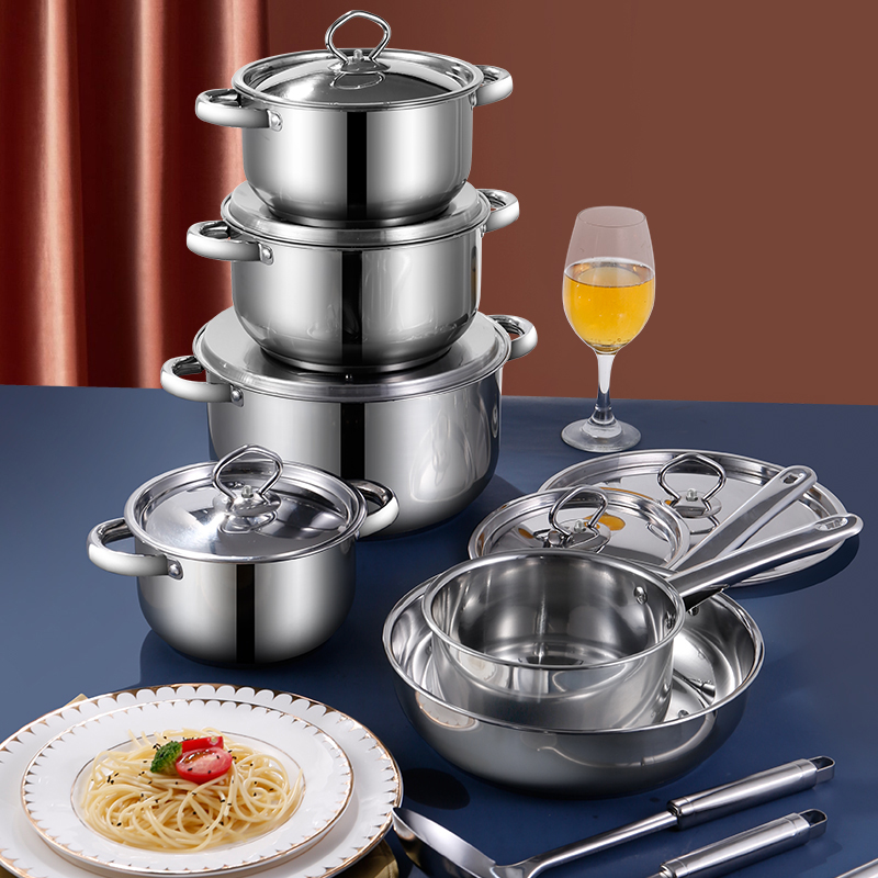 Multifunction Kitchen Housewares Kitchen Pots And Pans Set Ollas Stainless Steel 15pcs Cooking Cookware Set