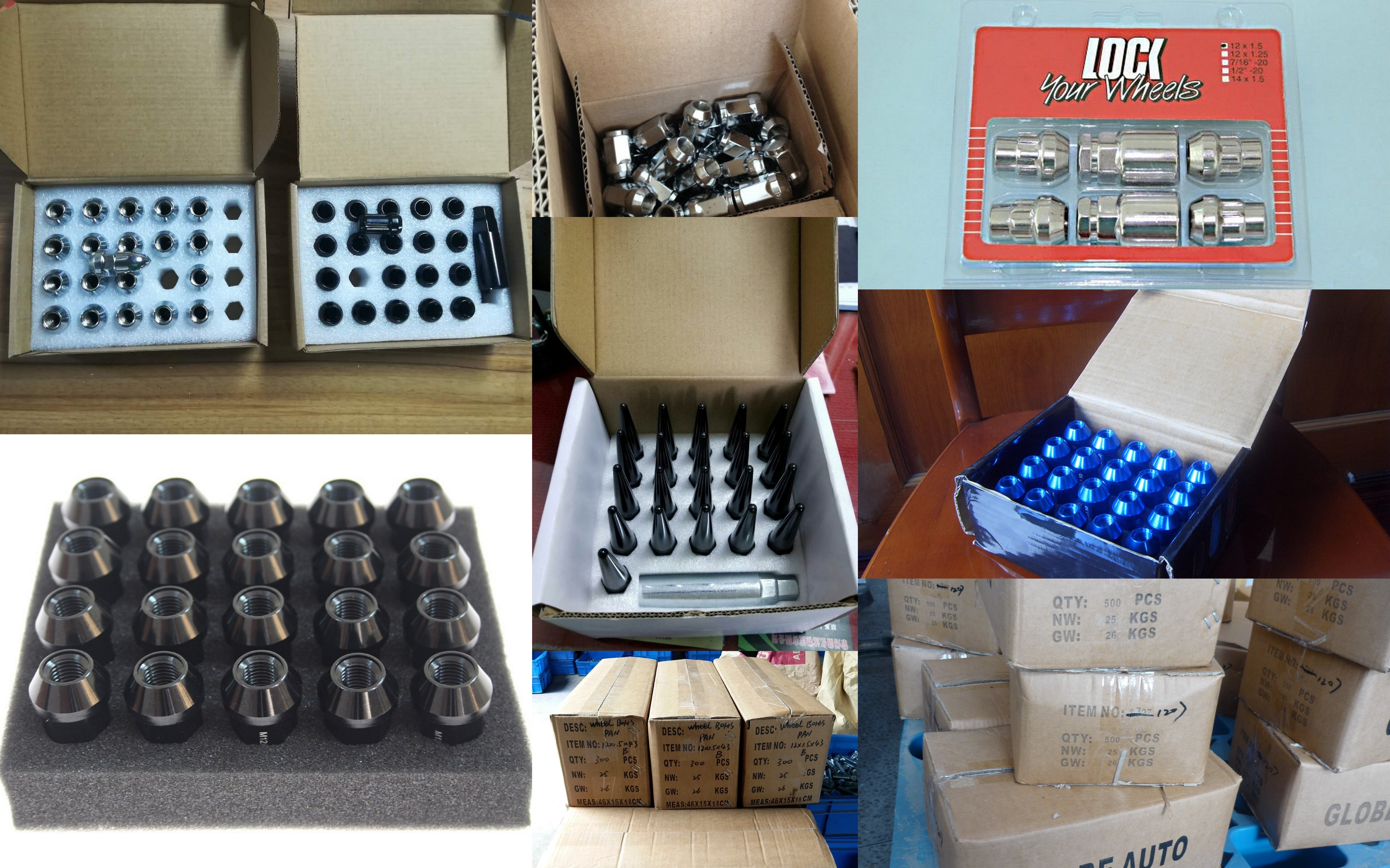 Solid Locking Wheel Nuts Metal Lug Nuts Coated Painting For Ford / Jeep