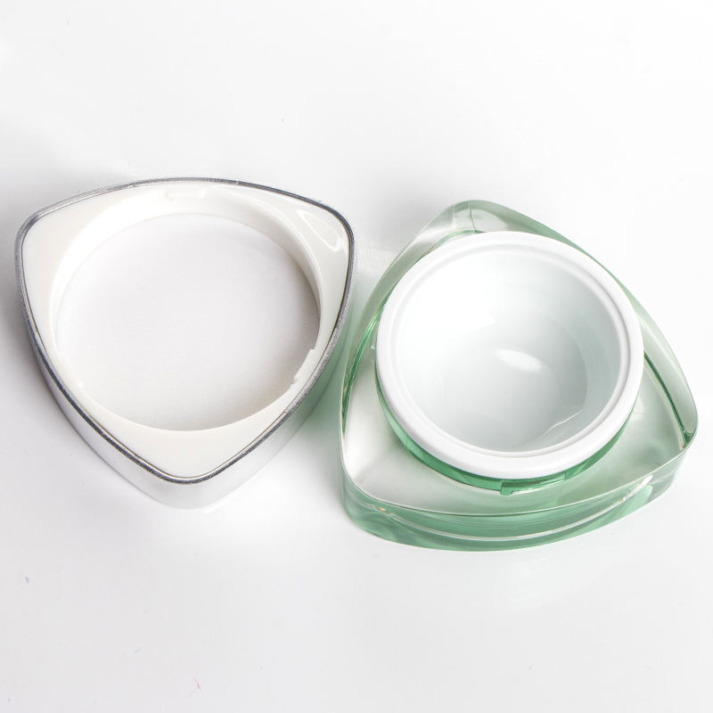 15G Green Irregular Acrylic Plastic Cream Jar For UV Gel Cosmetic Packaging