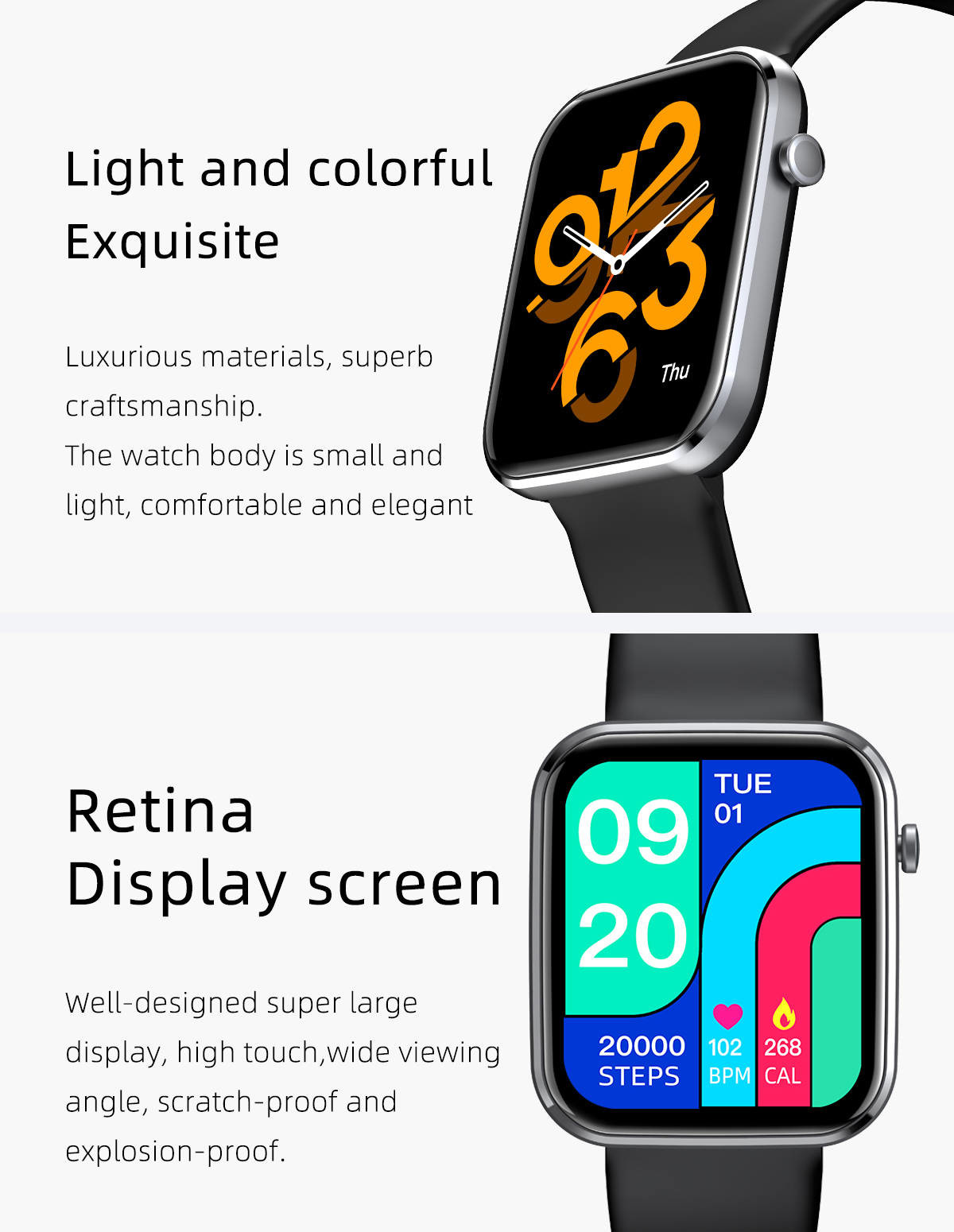IPS Screen Bluetooth Fitness Watch Camera Control Heath Monitor GR5515
